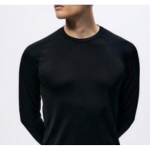 Zara Athleticz Mens XL Seamless Long Sleeve Training Shirt Black Technical Knit